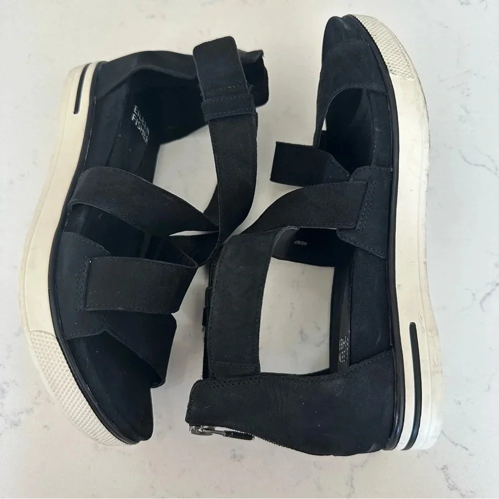 Eileen Fisher sport wedge sandal in black size: 6.5